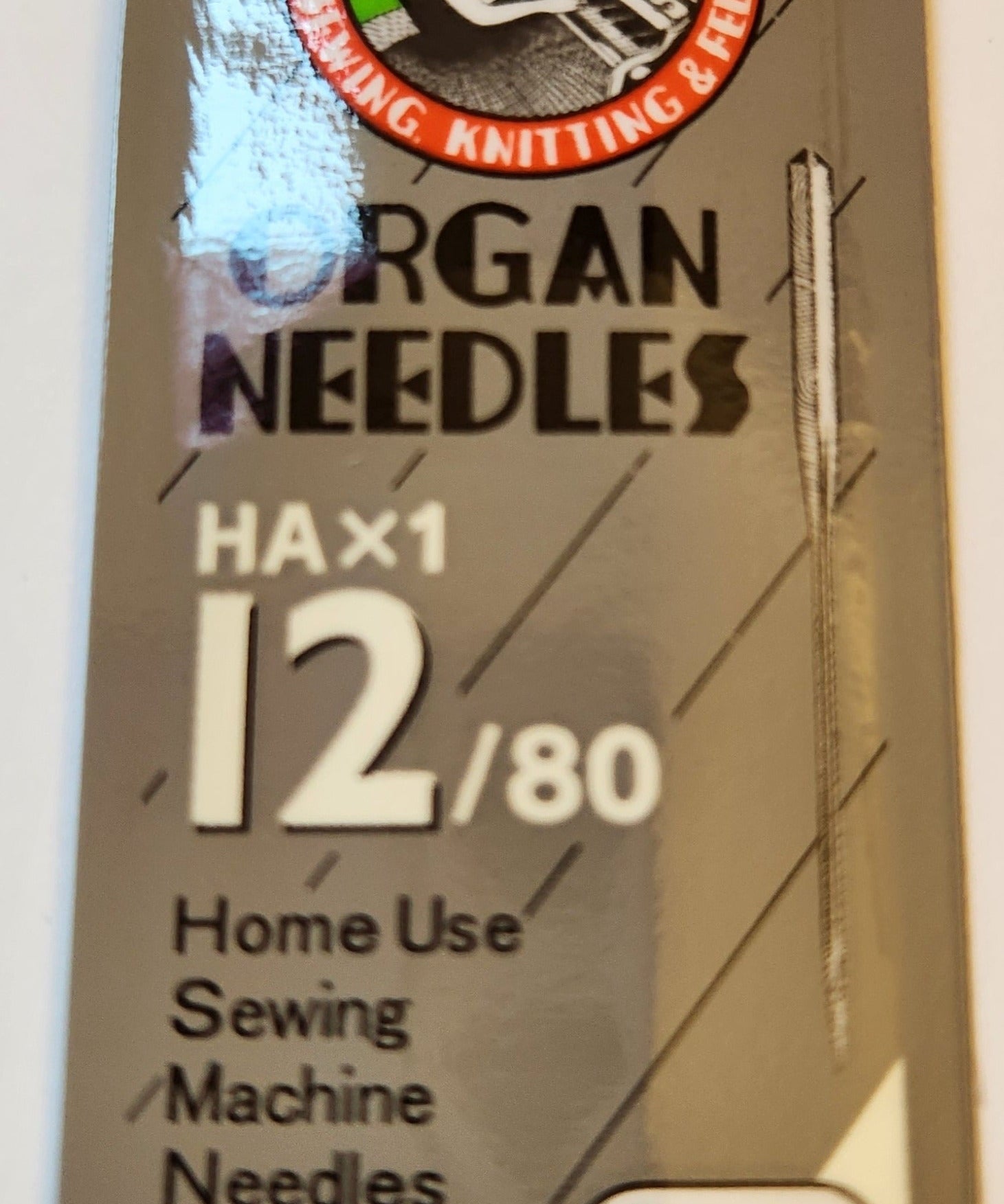 Organ 15x1 | Flat-Sided Shank | Regular Eye | Sharp Point | Home Embroidery, Sewing & Quilting Needle | Chrome | 100/bx 12/80