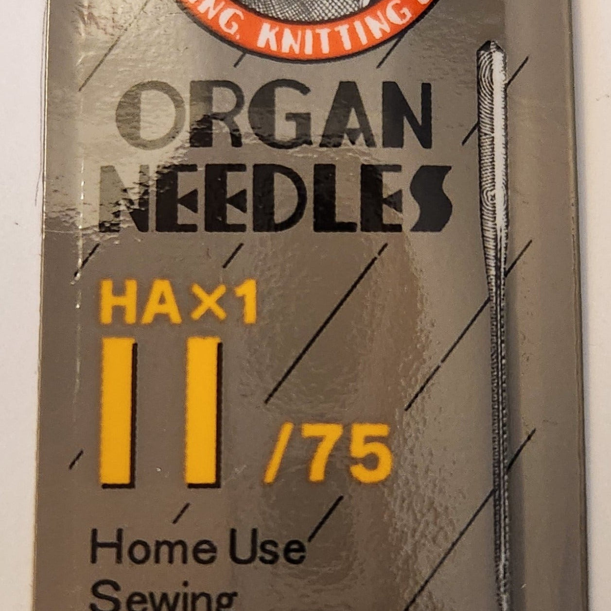 Organ 15x1 | Flat-Sided Shank | Regular Eye | Sharp Point | Home Embroidery, Sewing & Quilting Needle | Chrome | 100/bx 11/75