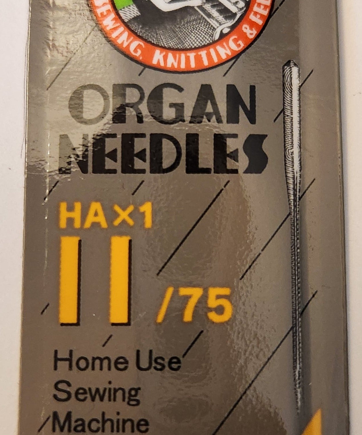 Organ 15x1 | Flat-Sided Shank | Regular Eye | Sharp Point | Home Embroidery, Sewing & Quilting Needle | Chrome | 100/bx 11/75