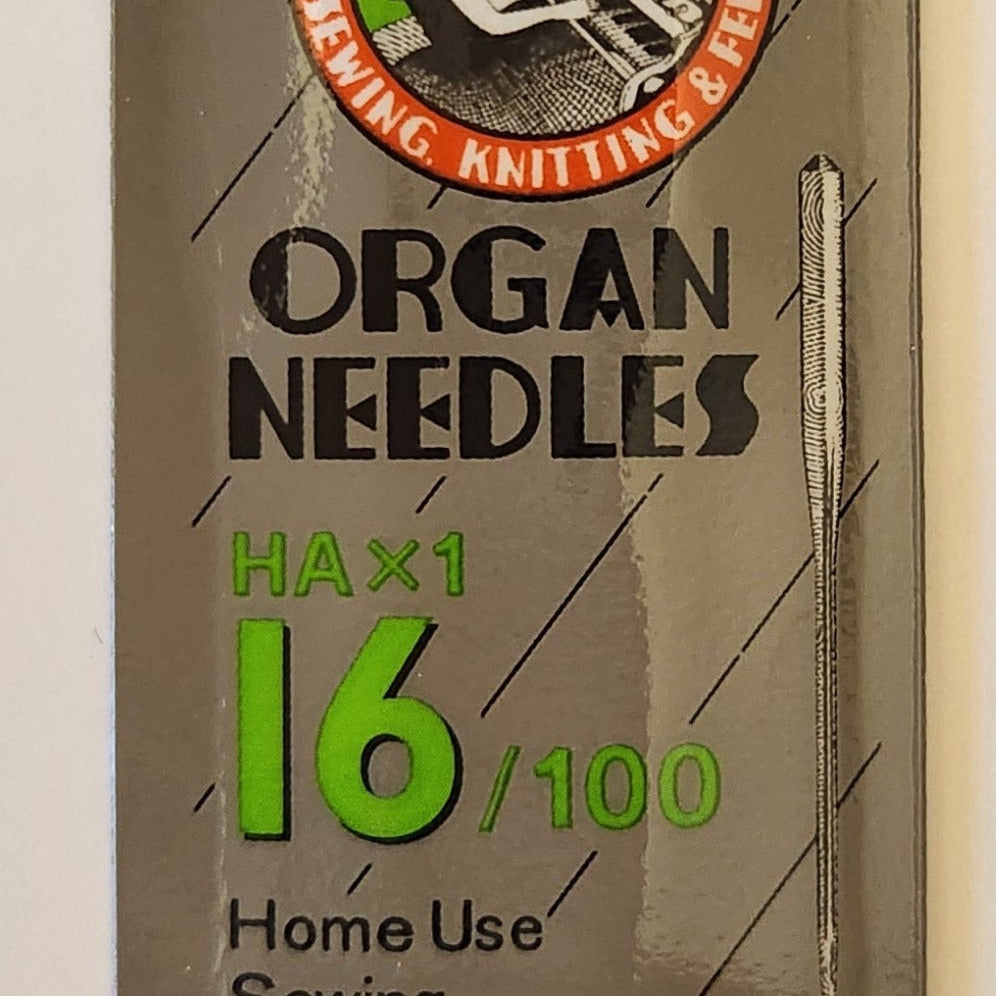 Organ 15x1 | Flat-Sided Shank | Regular Eye | Sharp Point | Home Embroidery, Sewing & Quilting Needle | Chrome | 100/bx 16/100