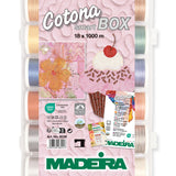 Cotona 50 – 1100-yard (1000m) Assortment Box, 12 Solid Colors, 6 Variegated Colors