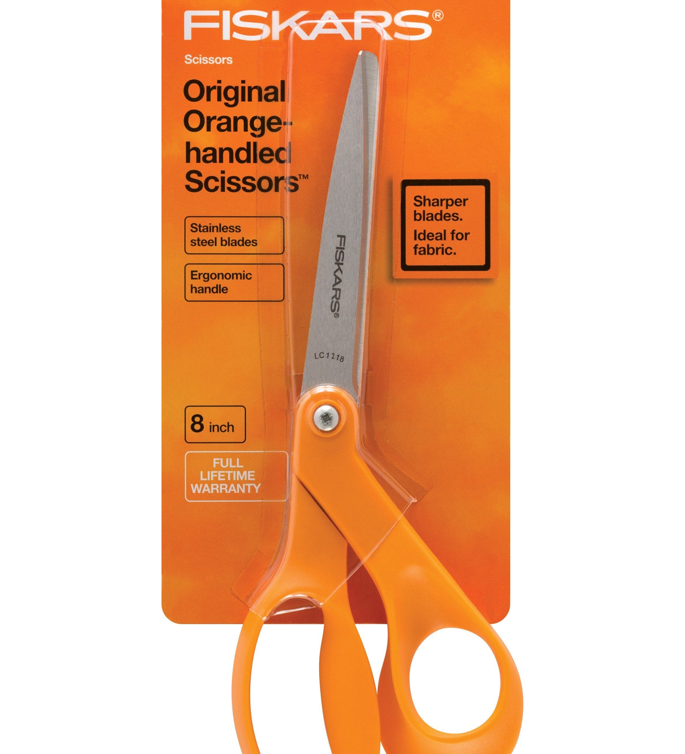 Scissors, Fiskars Classic 8" Orange Handle Bent