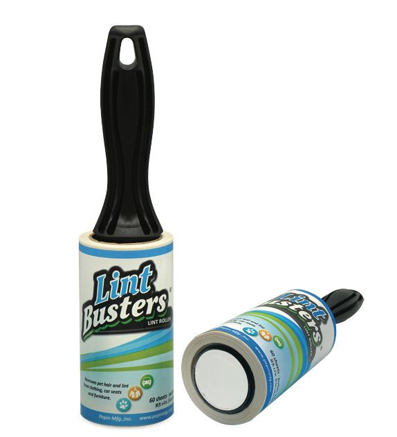 Lint Busters™ Lint Roller with strong adhesive sheets for removing lint, pet hair, dust, and debris from clothing, upholstery, and fabric surfaces.